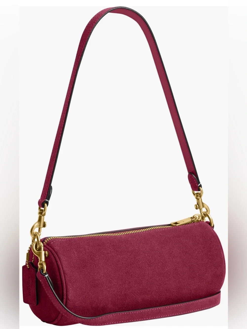 Coach Suede Barrel Shoulder Bag in Fuchsia
